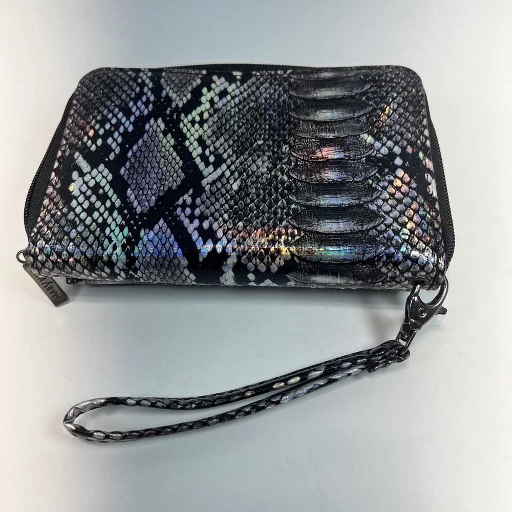 Mary Kay Holographic Iridescent Snakeskin Print Wristlet Wallet Blue‎ Interior - Picture 6 of 7